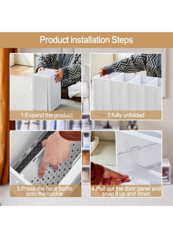 GGEROU - 3Pcs Shoe Box, Folding Shoe Cabinet,Shoe Box Storage Transparent, Stackable Shoe Storage Boxes, 34.5 * 25.5 * 19.5cm - Image 1
