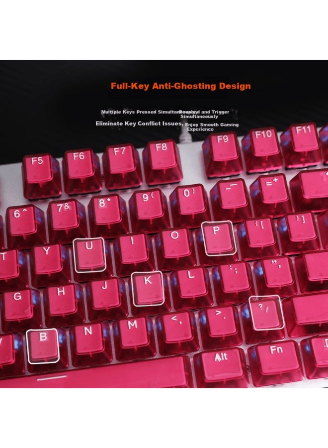 Dareu Ek815 Mechanical Alloy Edition Wired Gaming Keyboard Esports Keyboard 0ms Delay 108-key Anti-ghosting Single Backlight Magenta Brown Switch - Image 3