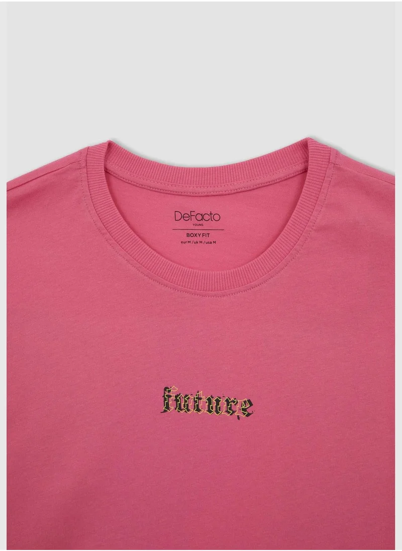 DeFacto Boxy Fit Short Sleeve Back Print T-Shirt