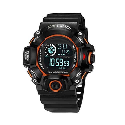 ASGARD Multi Functional Sports Digital Black Dial Men's Watch (Black Dial Black Colored Strap) (Black&Orange) - Image 1