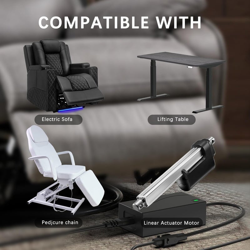 BOEEA Universal Power Recliner Power Supply, 29V 2A Recliner Power Cord for Lift Chair, Recliner Sofa, Recliner Couch, AC/DC Switching Power Adapter Transformer 2-pin with Extension Cable, Fit for Lazy Boy - Image 3