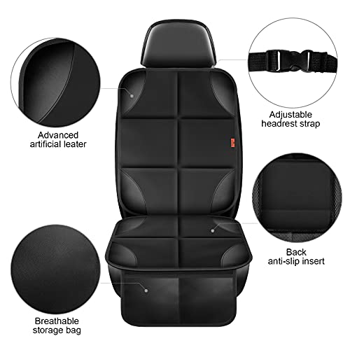 XHYANG Car Seat Protector 1 Pack Car Seat Cushion Mat Thickest Padding,Waterproof 600D Fabric Car Seat Covers for Non-Slip Backing Mesh Pockets for Baby and Pet (Blue, 1 Pc) - Image 3
