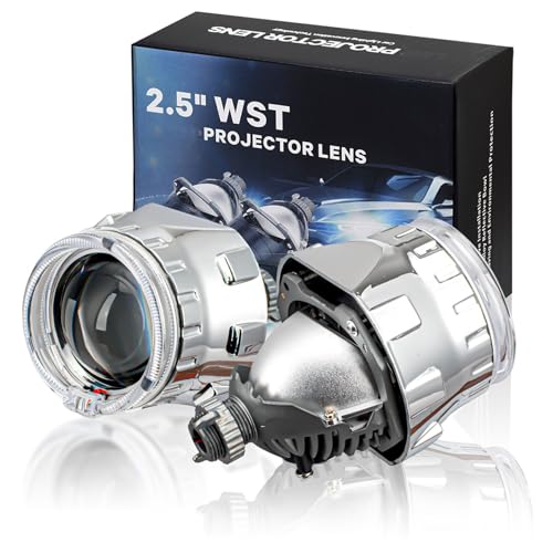 YUFANYA 2.5inch Projector Lens,Car Headlight Retrofit Kit with Hi/Lo Beam Function,70W 20,000LM 6000K,Focus Beam with Sharp Cut off Line No Blind Oncoming Car Upgrade Bi-Xenon Projector Lens,Sliver Shroud - Image 1