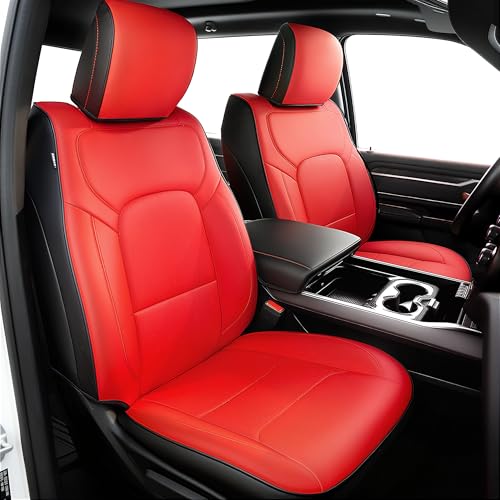 Carlimeki Premium Faux Leather Seat Covers Custom Fit for Dodge RAM 1500 (2019-2026) Crew Cab - Fully Covered, Fit Like a Glove - Armrest Covers Include - (A1 Size, Confirm with Fitment Guide Before Order) - Image 1