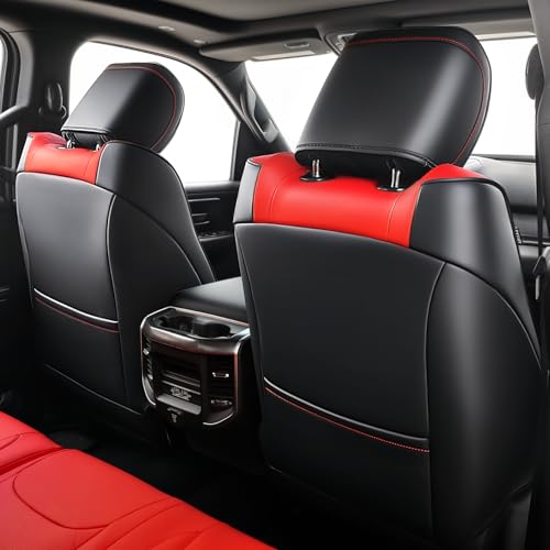 Carlimeki Premium Faux Leather Seat Covers Custom Fit for Dodge RAM 1500 (2019-2026) Crew Cab - Fully Covered, Fit Like a Glove - Armrest Covers Include - (A1 Size, Confirm with Fitment Guide Before Order) - Image 5