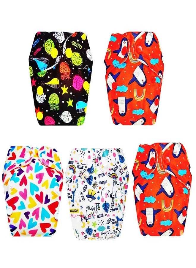 Dumbledo Premium Newborn Cloth Diaper with Integrated Insert (Pack of 5) | Soft & Gentle | Reusable & Washable | Travel Friendly | Worry-Free Diapering | 0 - 4 Months | Unisex Baby - Image 1