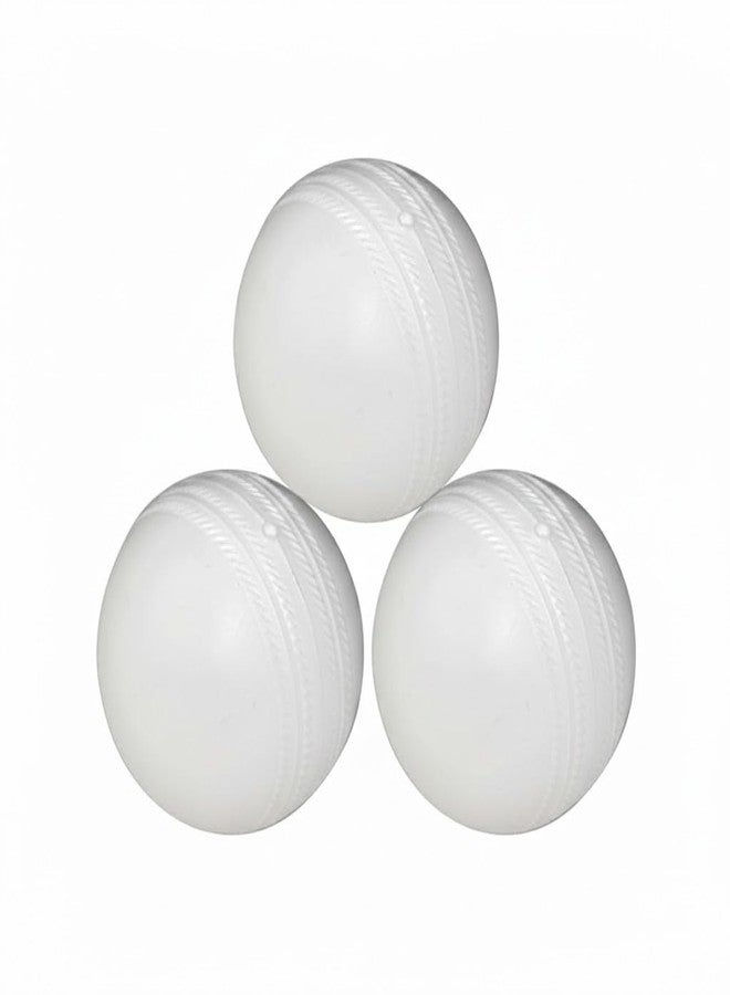 Skygold Heavy Plastic Cricket Training 80 gm Ball Perfect for Practice, Match & Drill Balls for Indoor & Outdoor Cricket Games (White, Pack of 3) - Image 1