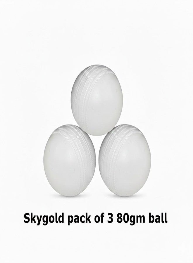 Skygold Heavy Plastic Cricket Training 80 gm Ball Perfect for Practice, Match & Drill Balls for Indoor & Outdoor Cricket Games (White, Pack of 3) - Image 2
