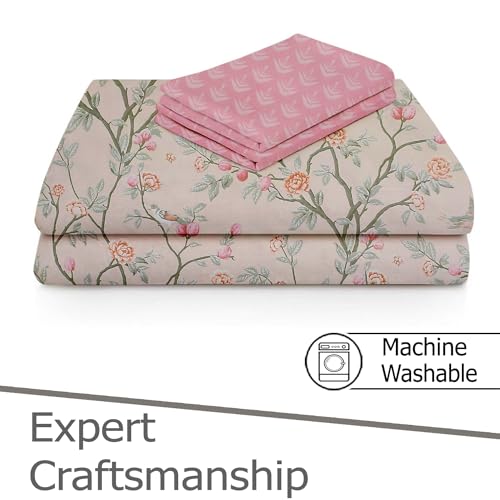 FRESH FROM LOOM Floral XXL Microfiber Soft Cotton King Size Bedsheet for Double Bed 2 Pillow Cover | 240 TC King Size Soft Bed Sheet |Hypoallergenic Anti Fade Bed Cover (108x108 inches, Oyster-Pink) - Image 3