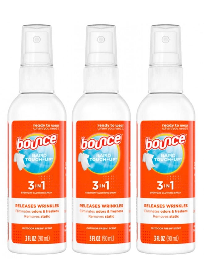 Bounce Bounce Rapid Touch-Up 3 in 1 Wrinkle Releaser Clothing Spray - RELEASE WRINKLES - Eliminates Odors & Freshens - Removes Static - TSA Approved Travel Size 3 Oz Pack of 3  - Image 1