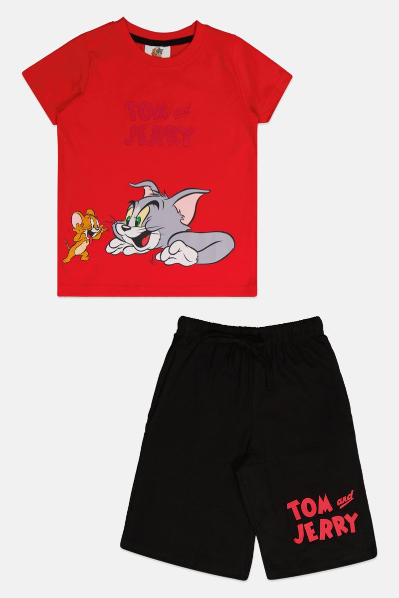 Tom And Jerry Kids Boy 2 Pieces Graphic Print T-Shirt And Shorts Set, Multicolor - Image 2