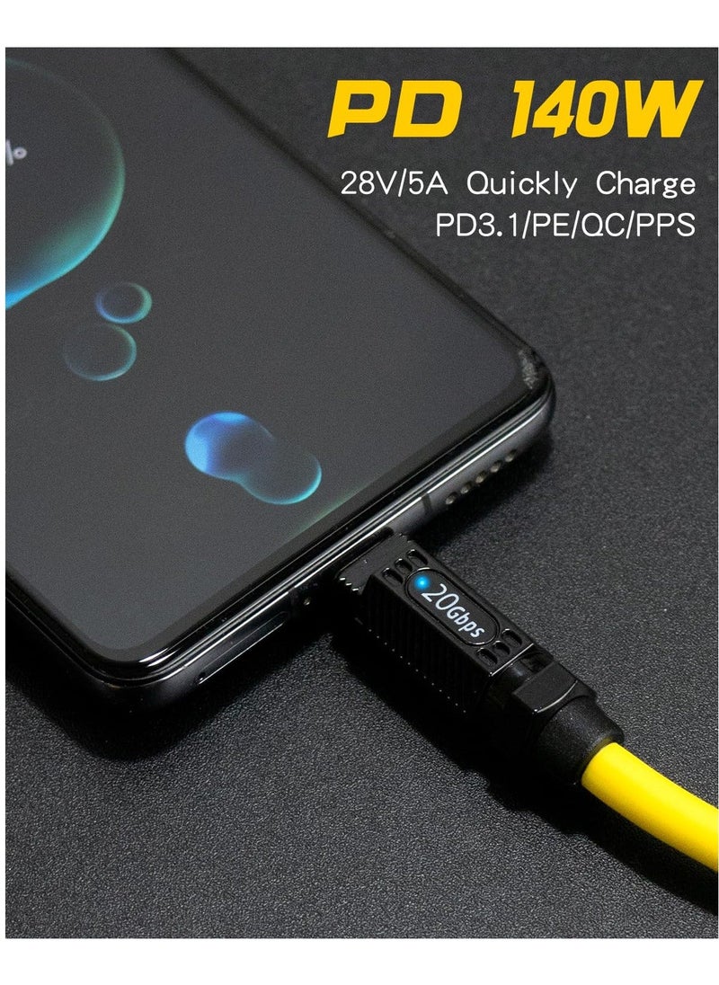 Generic Short USB C to USB C Cable 20cm/ 7.8inch, 140W Short USB C Charger Cable, 20Gbps PD3.1 Type C Cable, with LED Indicators, Support 8K@60Hz for Thunderbolt 3, MacBook Pro, External SSD  - Image 4