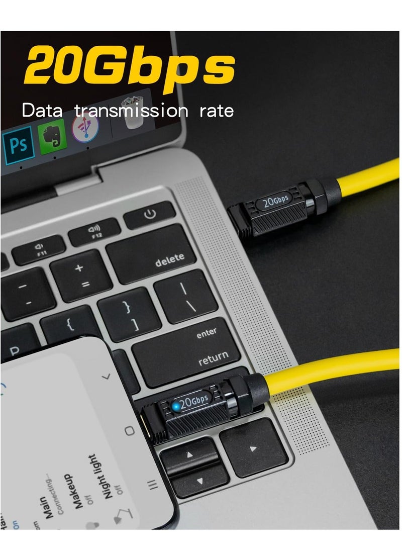 Generic Short USB C to USB C Cable 20cm/ 7.8inch, 140W Short USB C Charger Cable, 20Gbps PD3.1 Type C Cable, with LED Indicators, Support 8K@60Hz for Thunderbolt 3, MacBook Pro, External SSD  - Image 3