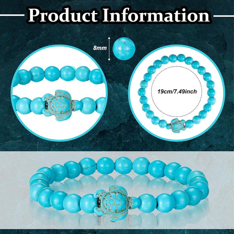 Excefore 4 Pcs Chakra Bracelets for Women, Ocean Beads and Healing Stones 8mm Crystal Yoga Bracelets, Essential Oil Diffuser Friendship Gifts - Image 2