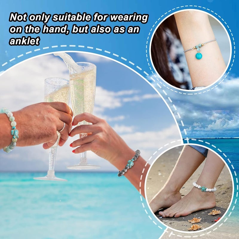 Excefore 4 Pcs Chakra Bracelets for Women, Ocean Beads and Healing Stones 8mm Crystal Yoga Bracelets, Essential Oil Diffuser Friendship Gifts - Image 4