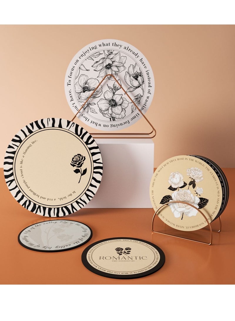5 Pieces Elegant Drink Coasters, High Temperature Resistant Absorbent Coasters for Drinks Minimalist Home Decor Coaster Set for Wooden Desktop Protective Table, 12cm*12cm(4.7in*4.7in)  - Image 3