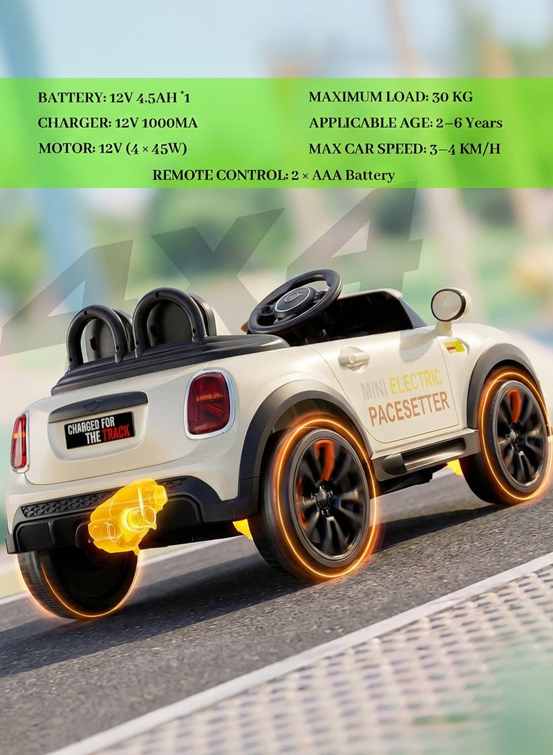 BAYBEE Cooper Childrens Electric Car for Kids, Baby Ride on Toy Childrens Battery OPerated Car with Led Light, Music, Remote Control & Swing Mode | Battery Car for Kids | Childrens Electric Ride on Car for Kids 2 to 6 Years Boy Girl Beige - Image 3