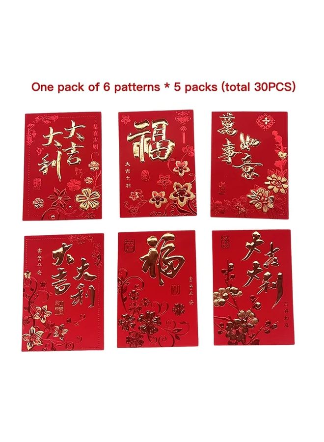 30pcs Traditional Red Envelopes Elegant Plum Blossom Chinese Phrases for Lunar New Year Weddings Birthdays - Image 1