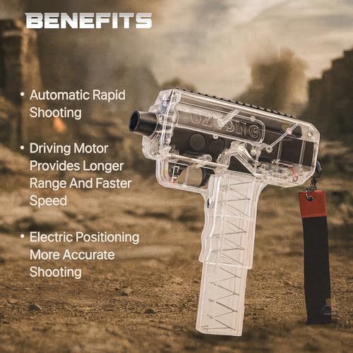 Wishkey Gun for Kids 6-12 Uzi-SMG Automatic Foam Dart Rapid Fire Toy Blaster with Soft Bullets Battery Operated Machine Gun Style Safe Indoor Outdoor Shooting Toy Birthday Gift for Boys - Image 4