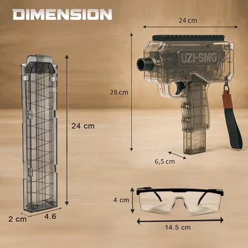 Wishkey Gun for Kids 6-12 Uzi-SMG Automatic Foam Dart Rapid Fire Toy Blaster with Soft Bullets Battery Operated Machine Gun Style Safe Indoor Outdoor Shooting Toy Birthday Gift for Boys - Image 2