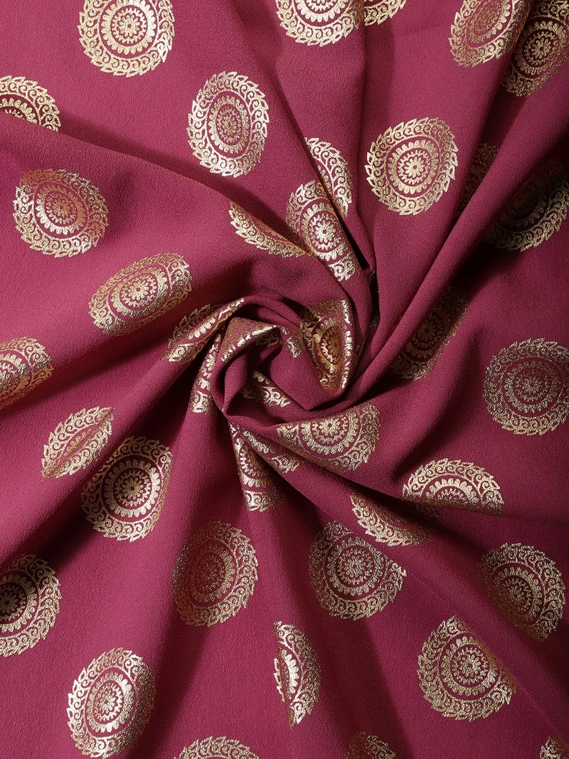 أيه كيه إس Pink Fabric with Golden Mandala Print