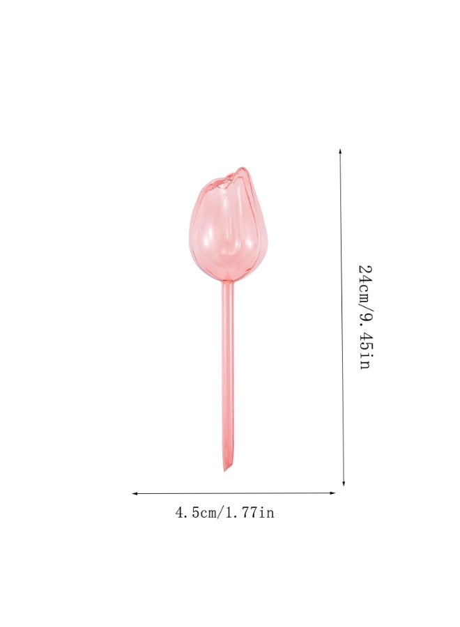 Bukela 4 Pcs Plant Watering Globes, Automatic Drip Irrigation with Terracotta Spikes, Tulip Shaped Self Watering Bulbs for Indoor & Outdoor Plants, Watering Devices for Home Garden Plant Decor (Pink) - Image 3