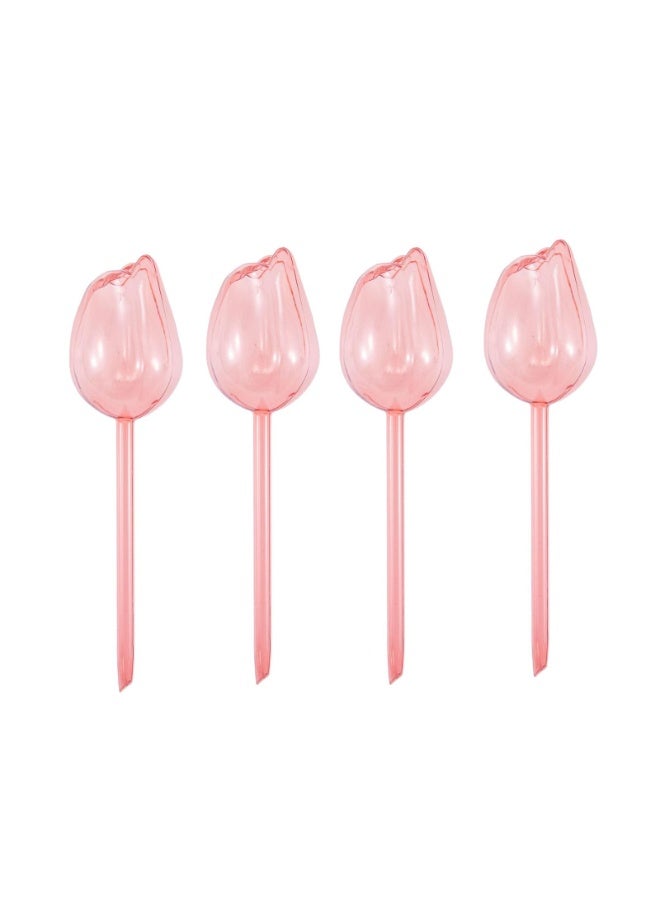 Bukela 4 Pcs Plant Watering Globes, Automatic Drip Irrigation with Terracotta Spikes, Tulip Shaped Self Watering Bulbs for Indoor & Outdoor Plants, Watering Devices for Home Garden Plant Decor (Pink) - Image 4