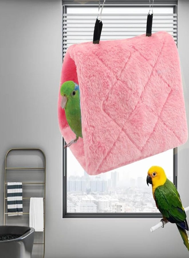 hokable Bird Nest Snuggle Hut Soft Plush Hammock Hanging Cage Tent for Birds Parrot Winter Warm Bed Pet Toy for Hamster Parrot Macaw Budgies Eclectus Parakeet Cockatiels Cockatoo Lovebird (Pink) - Image 3