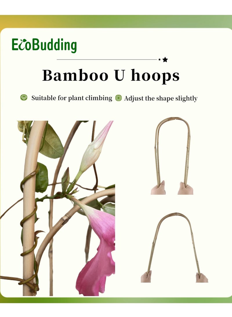 EcoBudding Bamboo Trellis Double U Hoops (24IN) Flower Climbing Frame With A Pair Of Garden Gloves And Some Binding Wire  - Image 4