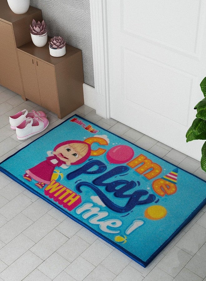 Athom Living Masha and The Bear Come Play Woth me Themed Multi Colored Kids Premium Nylon Doormat, with Latex Backing, Anti-Skid Doormat, 37 x 57 cm, Pack of 1 - Image 1