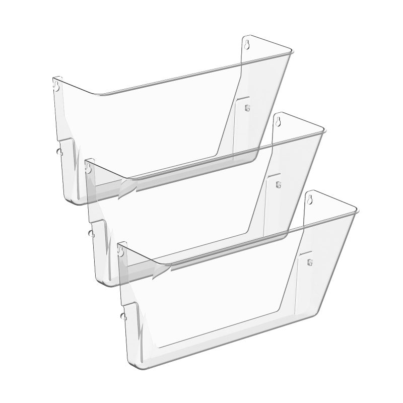 Gawerk Clear Acrylic Single Pocket, Plastic Hanging Wall Mount File Holder for Office Home (Clear, 3 Pack) - Image 1