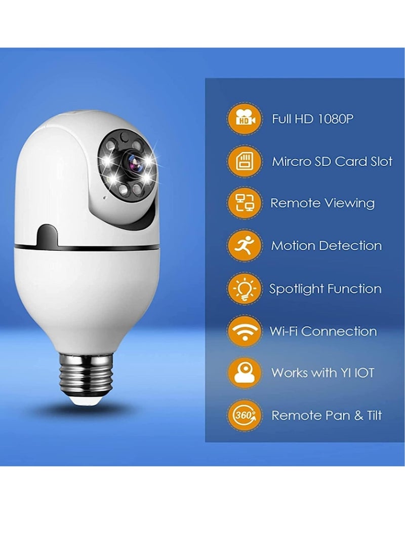 ELTRAZONE Pan Tilt Security Light Camera V380 130W dpi Smart Wireless WIFI Full Color Bulb Camera 2.4Ghz 360 Degree E27 Panoramic IP Camera - Image 2