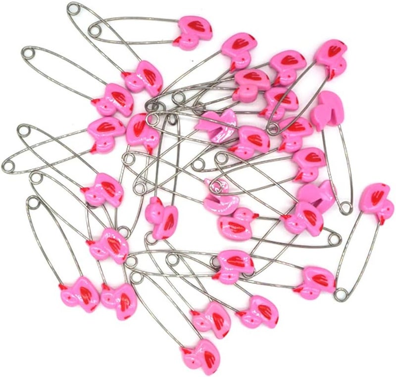 Cute Animal Duck Baby Safety Pins Secure Clips for Fastening Baby Clothes Diaper Napkins Stainless Steel Size L 5.3CM 30PCS