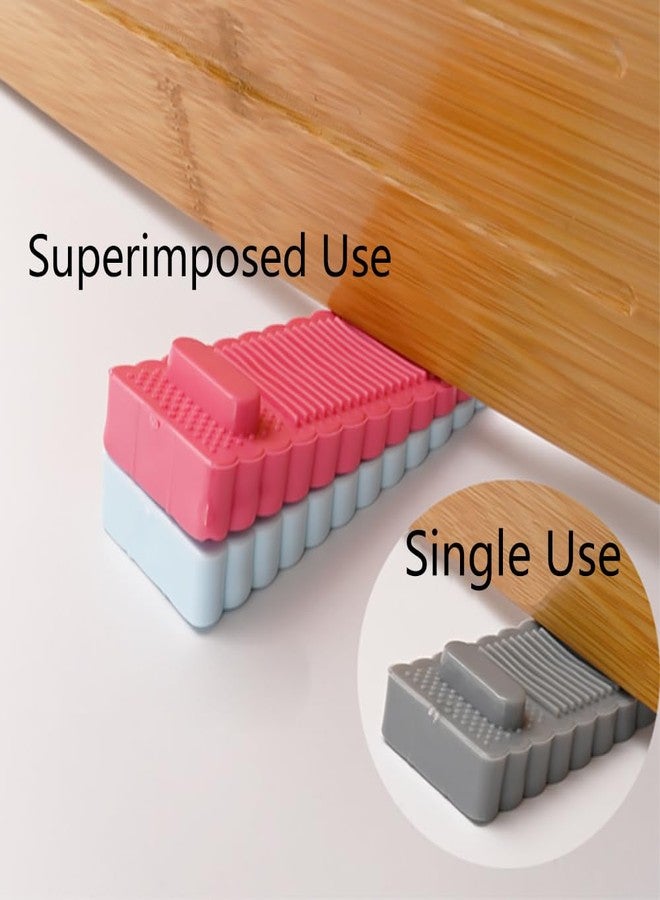 Fapiwen Door Stopper, 3pcs Stackable Non-Slip Door Stopper for Home, Baby Safety Door Wedge Stopper, Door Stop Stoppers Block Wedge Doorstops for Home Office Warehouses Classrooms (Grey) - Image 4