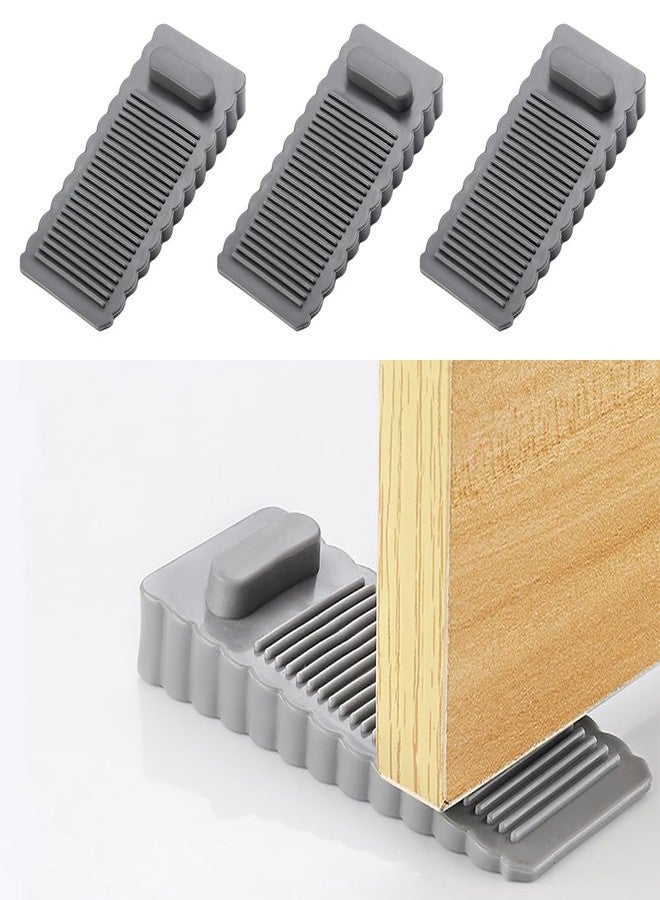 Fapiwen Door Stopper, 3pcs Stackable Non-Slip Door Stopper for Home, Baby Safety Door Wedge Stopper, Door Stop Stoppers Block Wedge Doorstops for Home Office Warehouses Classrooms (Grey) - Image 1