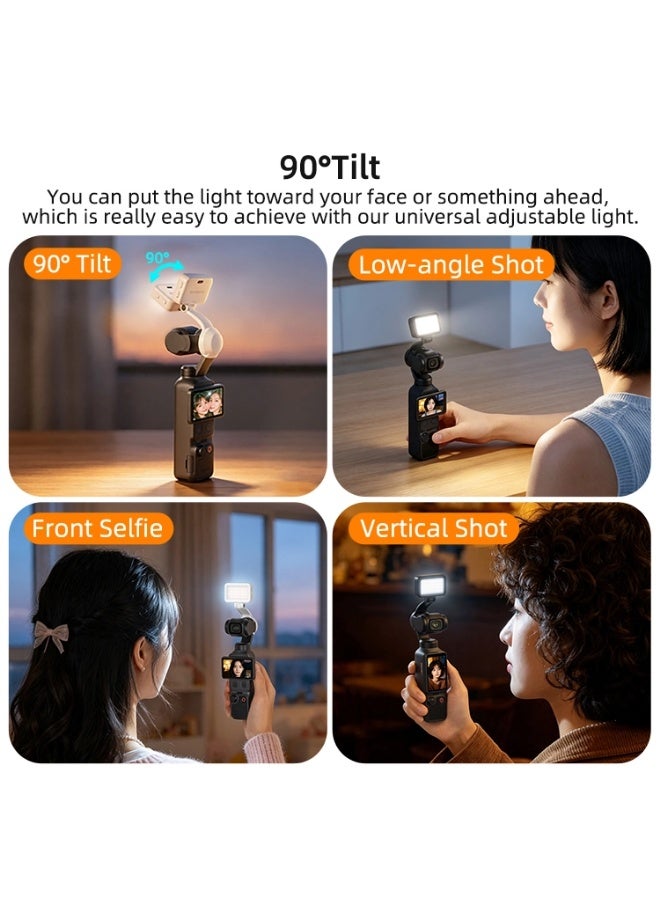 سني لايف مصباح فيديو LED مغناطيسي من Sunnylife متوافق مع Osmo Pocket 4، مصباح إضاءة تعبئة قابل للتعديل بثلاثة ألوان مع إمكانية التحكم في السطوع، زاوية ميل 90°، مزود بغطاء ناشر للضوء الناعم، تصميم محمول قابل للطي، مناسب للتصوير الفوتوغرافي ومدونات الفيديو وتسجيل الفيديو (أبيض) - Image 5