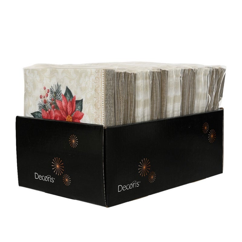 Kaemingk مناديل ورقية كامينغك بتصميم بونسيتيا لتزيين طاولة عيد الميلاد وحفلات العطلات - عبوة واحدة - Image 2