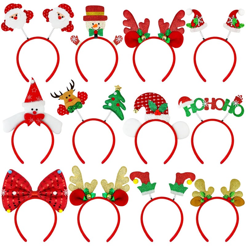 Wondrus Christmas Headbands Party Favors Supplies for Girls Kids 12 PCSFunny Holiday Hat Toppers Hair Accessories Photo Booth Props for DecorationsChristmas Party Games Prizes Stuff Trinkets for Women Men - Image 3