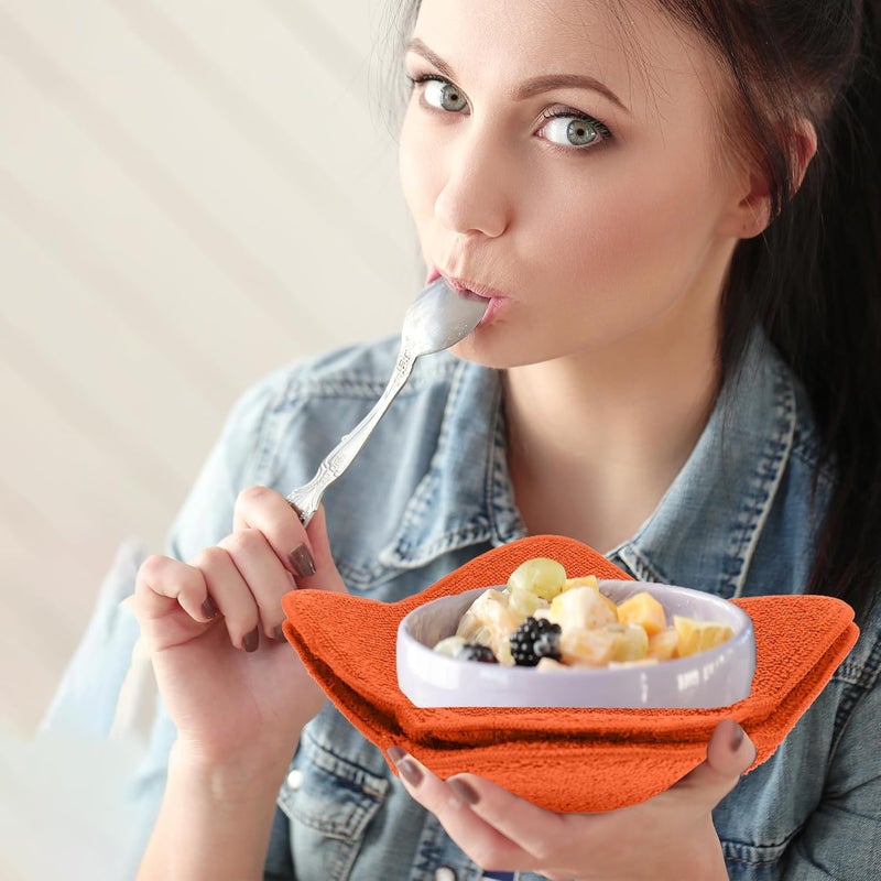 ULVEOL Set 2X Orange 7 sq x 4 H Microwave Polyester Bowl Cloth Hot Pads Pot  Good Kitchen Accessories Bowl Holder to Protect Hands from Hot Dishes and Heating Soup  Microwave Bowls That Dont Get Hot - Image 3