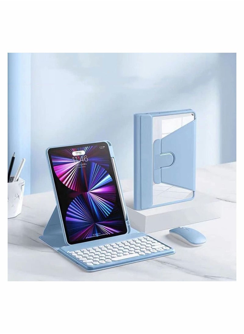 حافظة لوحة المفاتيح لجهاز iPad 9th / 8th / 7th Generation 2021/2020/2019 10.2in غطاء قابل للدوران مضاد للسقوط غمد مغناطيسي مقاوم للغبار مع حامل قلم ماوس قابل للفصل