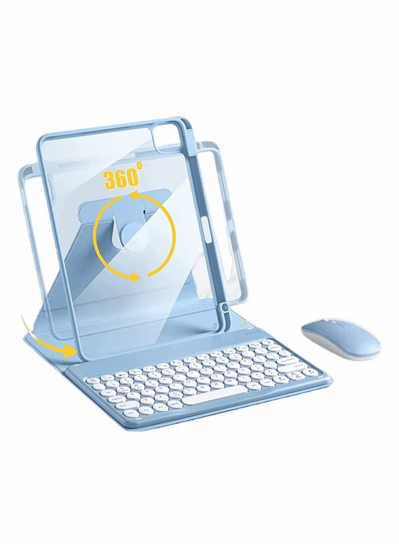 حافظة لوحة المفاتيح لجهاز iPad 9th / 8th / 7th Generation 2021/2020/2019 10.2in غطاء قابل للدوران مضاد للسقوط غمد مغناطيسي مقاوم للغبار مع حامل قلم ماوس قابل للفصل