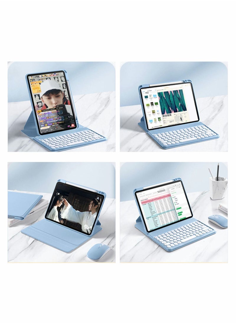 حافظة لوحة المفاتيح لجهاز iPad 9th / 8th / 7th Generation 2021/2020/2019 10.2in غطاء قابل للدوران مضاد للسقوط غمد مغناطيسي مقاوم للغبار مع حامل قلم ماوس قابل للفصل