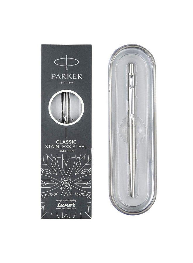 PARKER Classic Stainless Steel Chrome Trim Ball Pen | Ink Color - Blue | Corporate Gift | Ideal For Professional Use - Image 1