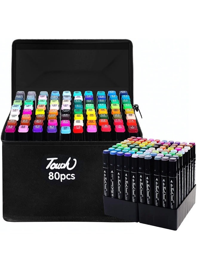 Generic 80-Piece Multicolor Graphic Marker Set - Dual-Tip Art Markers for Drawing, Sketching & Calligraphy (Vibrant Colors, Quick-Dry Ink, Chisel & Fine Tip)  - Image 1