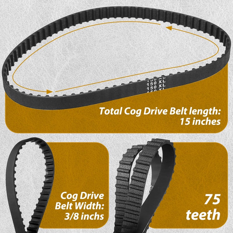 HASMX Cog Drive Belt Replacement Drive Belt for Disc Sander Ryobi Models BD4601, BD4600, BD4601G Replaces Part Number BD46075 (2-Pack) - Image 5