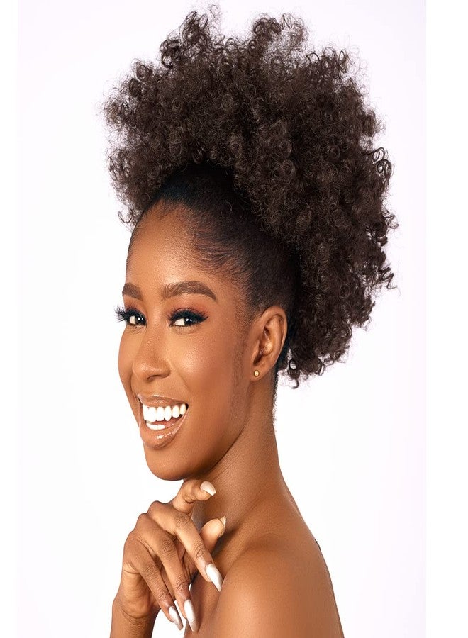 CECINILL Afro Puff kinky curly Drawstring Ponytail Extension for Black Women Synthetic Short Afro Kinkys Curly Afro Bun Extension Hairpieces Updo Hair Extensions with Two Clips(4#) - Image 1