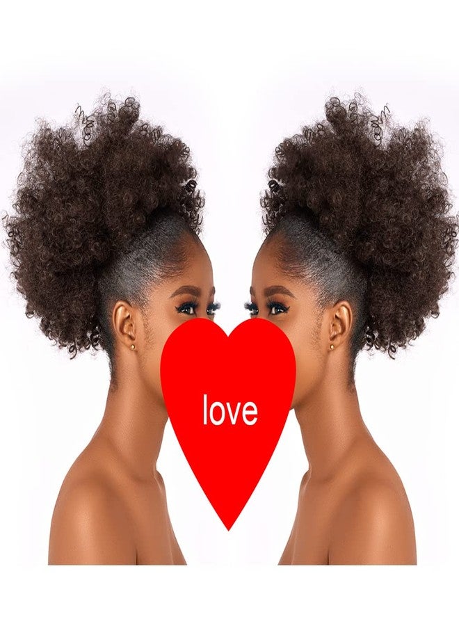 CECINILL Afro Puff kinky curly Drawstring Ponytail Extension for Black Women Synthetic Short Afro Kinkys Curly Afro Bun Extension Hairpieces Updo Hair Extensions with Two Clips(4#) - Image 3