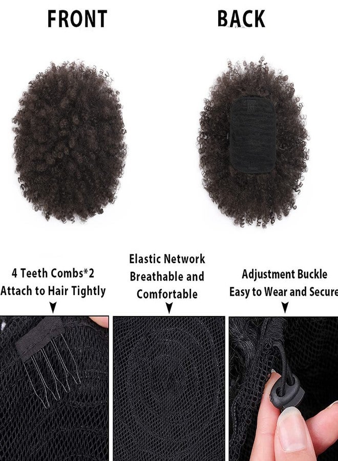 CECINILL Afro Puff kinky curly Drawstring Ponytail Extension for Black Women Synthetic Short Afro Kinkys Curly Afro Bun Extension Hairpieces Updo Hair Extensions with Two Clips(4#) - Image 5