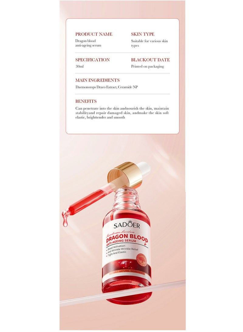 SADOER Dragon Blood Serum for Women Men – Hydrating Dragon’s Blood Plumping Serum for Face, Lightweight & Nourishing, Daily Skincare Support for All Skin Types, 30ml - Image 5