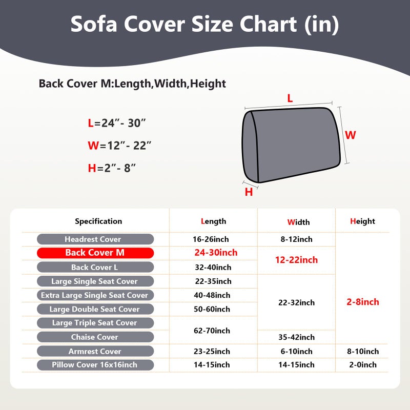 Yoovat Couch Cushion Covers for Sofa Couch Covers Wear-Resistant Universal Sofa Cover Washable Stretch for Sectional Slipcovers (Texture-Gray,Back Cover M) - Image 3